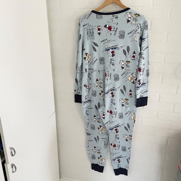 L.L. Bean Women’s Ski Underwear Pajama One piece Novelty print Waffle Blue M - Picture 9 of 14